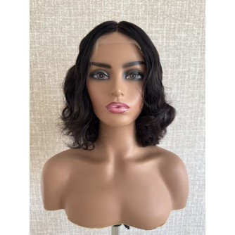 12" Short Lace Top Brazilian Wave Hair Wig – Darker Brown #2