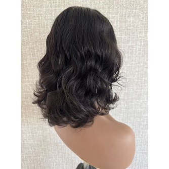 12" Short Lace Top Brazilian Wave Hair Wig – Darker Brown #2