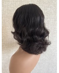 12" Darker Brown #2 Lace Top Brazilian Wave Wig with Mini Tiny Layer and Swiss Lace Single Knots