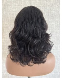 12" Darker Brown #2 Lace Top Brazilian Wave Wig with Mini Tiny Layer and Swiss Lace Single Knots