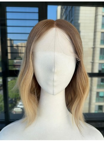 Studio Ready |14” Lace Top Virgin Slavic Hair Balayage Ombre Color Luxury Wig 