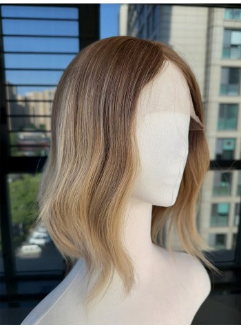 Studio Ready |14” Lace Top Virgin Slavic Hair Balayage Ombre Color Luxury Wig 