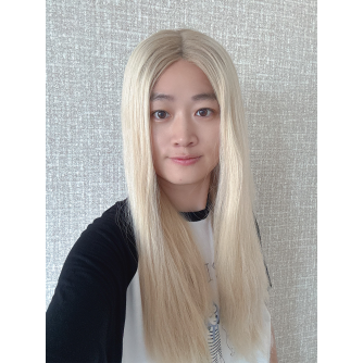 22" Vanilla Cream Ombre Blonde Color Brazilian Hair Lace Top Wig 
