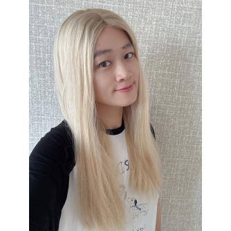 22" Vanilla Cream Lace Top Wig – Ombre Blonde Color | Swiss Lace Single Knots | Brazilian Hair