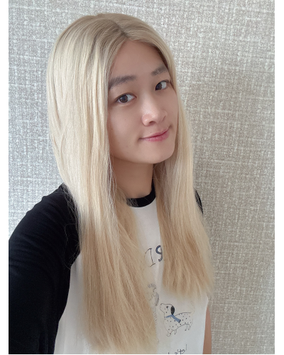 22" Vanilla Cream Ombre Blonde Brazilian Hair Lace Top Wig 