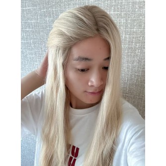 22" Vanilla Cream Ombre Blonde Brazilian Hair Lace Top Wig 