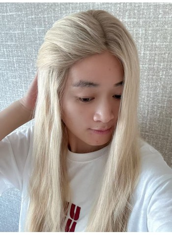 22" Vanilla Cream Ombre Blonde Brazilian Hair Lace Top Wig 