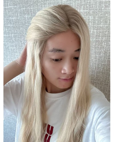 22" Vanilla Cream Ombre Blonde Brazilian Hair Lace Top Wig 