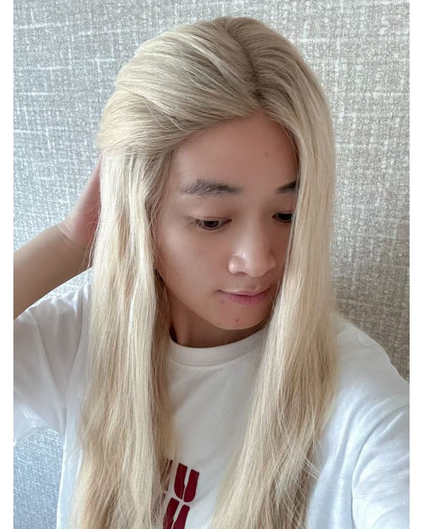 22" Vanilla Cream Ombre Blonde Brazilian Hair Lace Top Wig 