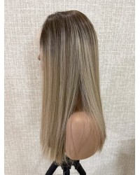 18in Balayage Ash-Rooted Champagne Blonde Lace Top Wig 18" ash-rooted champagne blonde lace top wig with silk liner and natural hairline