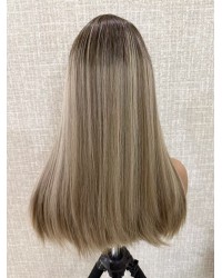 18in Balayage Ash-Rooted Champagne Blonde Lace Top Wig 18" ash-rooted champagne blonde lace top wig with silk liner and natural hairline