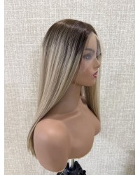 18in Balayage Ash-Rooted Champagne Blonde Lace Top Wig 18" ash-rooted champagne blonde lace top wig with silk liner and natural hairline