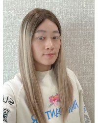 18in Balayage Ash-Rooted Champagne Blonde Lace Top Wig 18" ash-rooted champagne blonde lace top wig with silk liner and natural hairline