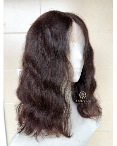 Studio Ready 18" Lace Top Virgin Brazilian Wave Hair Natural Soft Dark Brunette Wig