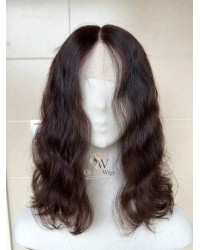 Studio Ready Virgin Brazilian Wave Hair Lace Top Wig Dark Brunette 18 Inch Lace Top Virgin Brazilian Wave Hair Natural Soft Dark Brunette Wig