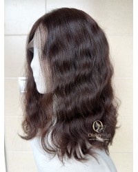 Studio Ready Virgin Brazilian Wave Hair Lace Top Wig Dark Brunette 18 Inch Lace Top Virgin Brazilian Wave Hair Natural Soft Dark Brunette Wig