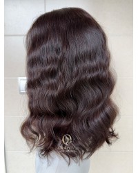 Studio Ready Virgin Brazilian Wave Hair Lace Top Wig Dark Brunette 18 Inch Lace Top Virgin Brazilian Wave Hair Natural Soft Dark Brunette Wig