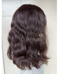 Studio Ready Virgin Brazilian Wave Hair Lace Top Wig Dark Brunette 18 Inch Lace Top Virgin Brazilian Wave Hair Natural Soft Dark Brunette Wig