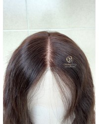 Studio Ready Virgin Brazilian Wave Hair Lace Top Wig Dark Brunette 18 Inch Lace Top Virgin Brazilian Wave Hair Natural Soft Dark Brunette Wig
