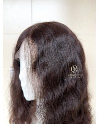 Studio Ready Virgin Brazilian Wave Hair Lace Top Wig Dark Brunette 18 Inch Lace Top Virgin Brazilian Wave Hair Natural Soft Dark Brunette Wig