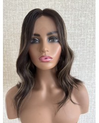 16" Luxury Lace Top Wig – Espresso Brown with Caramel Glow 16 inch Cool Espresso with Caramel Glow Brazilian Lace Top Wig