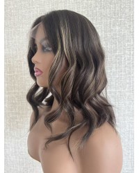 16" Luxury Lace Top Wig – Espresso Brown with Caramel Glow 16 inch Cool Espresso with Caramel Glow Brazilian Lace Top Wig