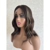 16 inch Cool Espresso with Caramel Glow Brazilian Lace Top Wig