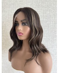16" Luxury Lace Top Wig – Espresso Brown with Caramel Glow 16 inch Cool Espresso with Caramel Glow Brazilian Lace Top Wig