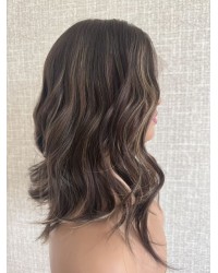 16" Luxury Lace Top Wig – Espresso Brown with Caramel Glow 16 inch Cool Espresso with Caramel Glow Brazilian Lace Top Wig