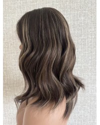 16" Luxury Lace Top Wig – Espresso Brown with Caramel Glow 16 inch Cool Espresso with Caramel Glow Brazilian Lace Top Wig