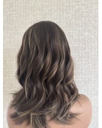 16" Luxury Lace Top Wig – Espresso Brown with Caramel Glow 16 inch Cool Espresso with Caramel Glow Brazilian Lace Top Wig