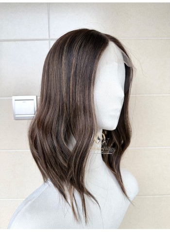 Studio Ready Lace Top Virgin European Mocha Ash Balayage Rooted Hair Wig