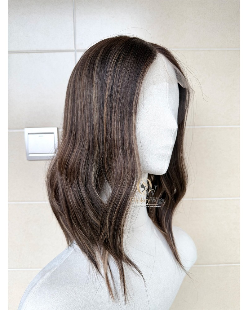 Studio Ready Virgin European Mocha Ash Balayage Rooted Lace Top Wig