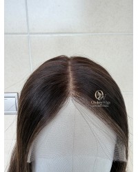 Studio Ready Virgin European Mocha Ash Balayage Rooted Lace Top Wig