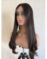 24" Virgin European Natural Brown Lace Top Wig – OLOKEY WIGS 24 inch Virgin European Natural Brown lace top wig with silk liner and bottom waves