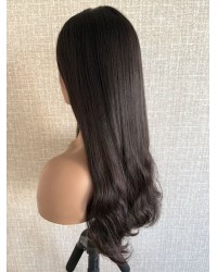 24" Virgin European Natural Brown Lace Top Wig – OLOKEY WIGS 24 inch Virgin European Natural Brown lace top wig with silk liner and bottom waves