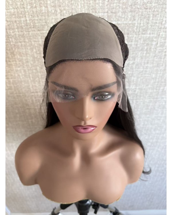 24" Virgin European Natural Brown Lace Top Wig with Silk Liner & Bottom Waves