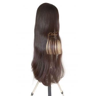31" Virgin European Lace Top Wig – Velour Chestnut Dark Brown | Exclusive Collector’s Edition