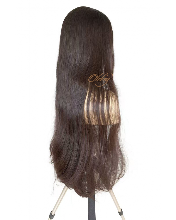 31" Virgin European Lace Top Wig – Velour Chestnut Dark Brown | Exclusive Collector’s Edition