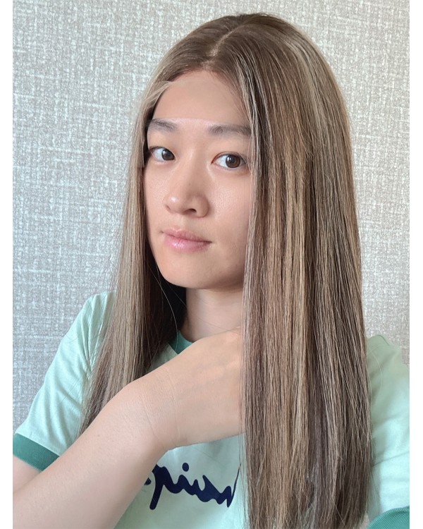 18" Mocha Honey Melt Lace Top Wig – 4/6/8/16# Dimensional Blend, Virgin Mongolian Hair