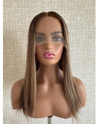 18" Mocha Honey Melt Lace Top Wig – Virgin Mongolian Hair 18 inch Mocha Honey Melt Virgin Mongolian Hair Wig – Swiss Lace with Bleached Knots