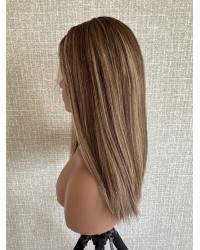 18" Mocha Honey Melt Lace Top Wig – Virgin Mongolian Hair 18 inch Mocha Honey Melt Virgin Mongolian Hair Wig – Swiss Lace with Bleached Knots