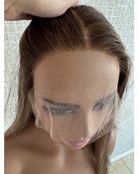 18" Mocha Honey Melt Lace Top Wig – Virgin Mongolian Hair 18 inch Mocha Honey Melt Virgin Mongolian Hair Wig – Swiss Lace with Bleached Knots