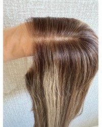 18" Mocha Honey Melt Lace Top Wig – Virgin Mongolian Hair 18 inch Mocha Honey Melt Virgin Mongolian Hair Wig – Swiss Lace with Bleached Knots