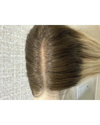 20" Warm Honey Mocha Brown Virgin Slavic Lace Top Wig on Mannequin