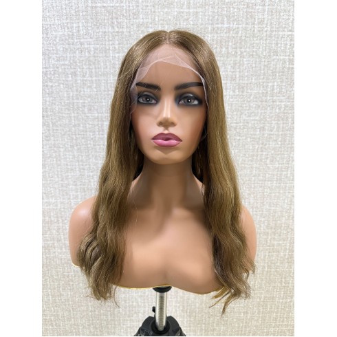 Warm Honey Mocha Brown 20 Inch Virgin Slavic Lace Top Wig 20" Warm Honey Mocha Brown Virgin Slavic Lace Top Wig on Mannequin