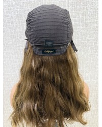 20" Warm Honey Mocha Brown Virgin Slavic Lace Top Wig on Mannequin