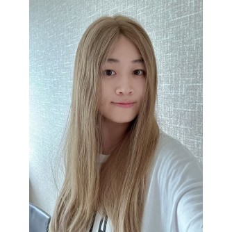 22" Champagne Beige Radiance | Lace Top Wig | Brazilian Hair with Swiss Lace & Single Knots