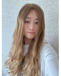 24" Lace Top Champagne Beige Brazilian Wave Wig
