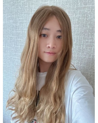 24" Luxury Champagne Beige Elegance Brazilian Wave Hair Lace Top Wig 
